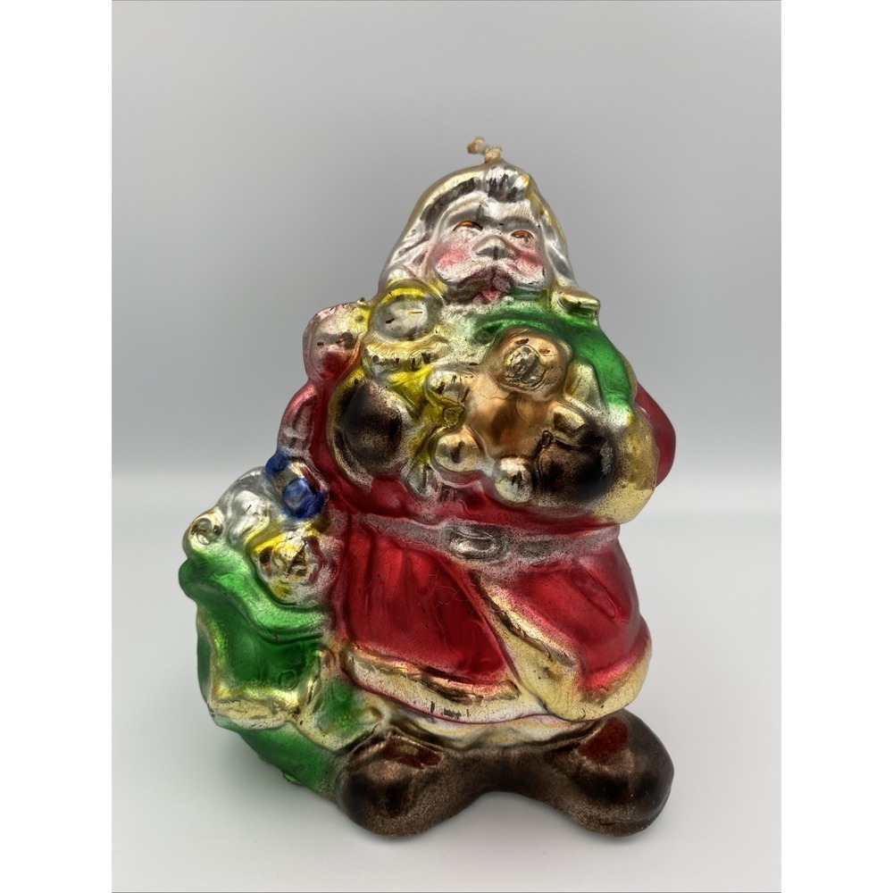 Vintage Santa Candle Made In Italy 5.5" Metallic‎ Colors